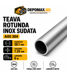 Teava rotunda inox sudata AISI 304, 38.1 x 1.25 mm, 6 metri